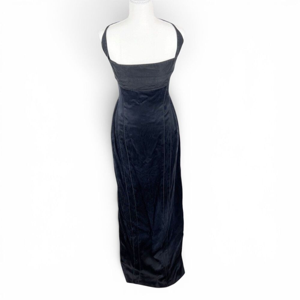 Narciso Rodriguez Gown Women Small Black Long Silk Empire Cut Formal Strappy